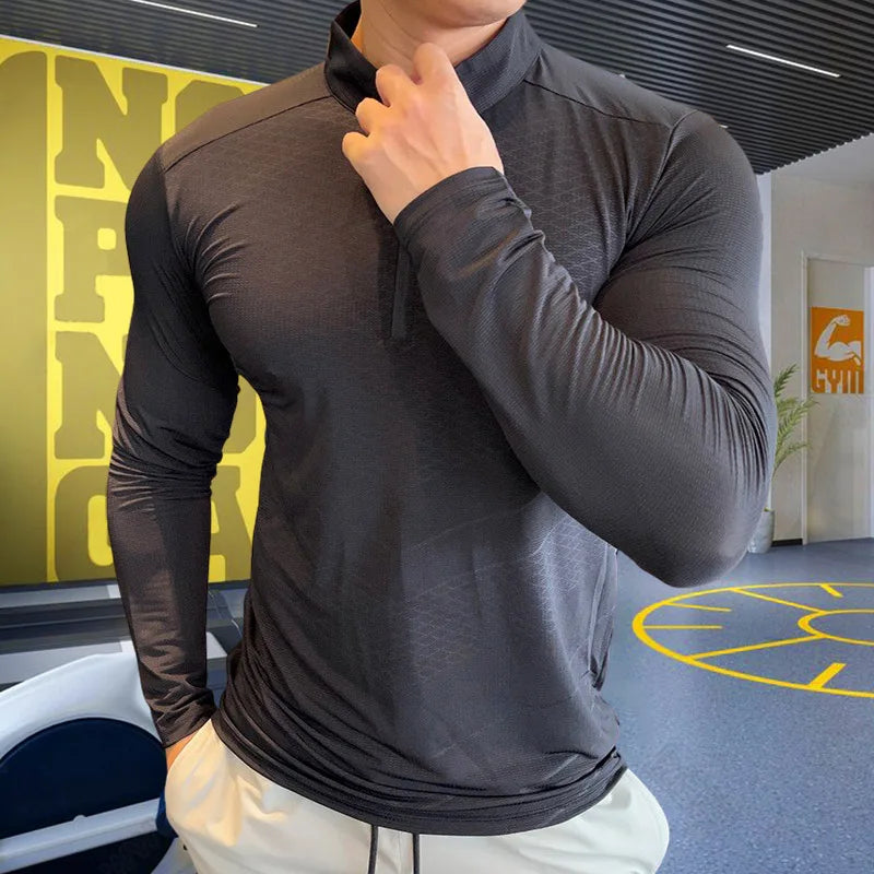 Men's Fitness Trainer Training T-shirts Tops Gym Workout Compression Sweatshirt sportswear